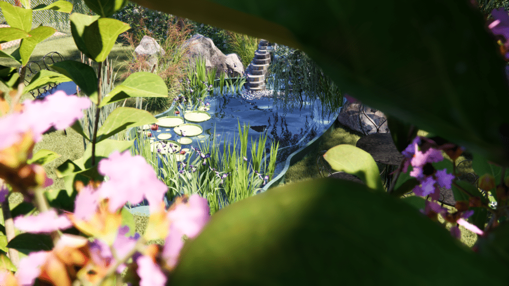 bassin dans conception de jardin 3D