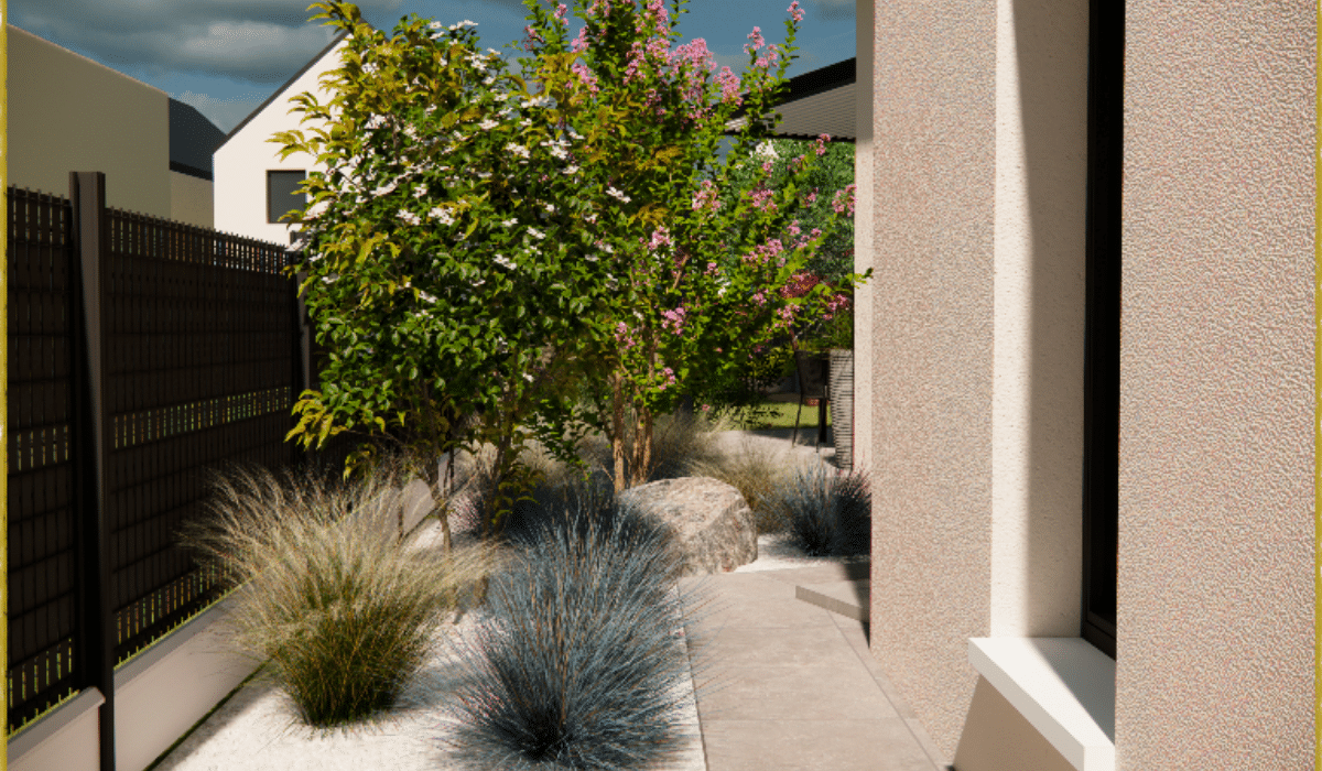 Allée de maison aménagée 3D à Saint jean de Linières