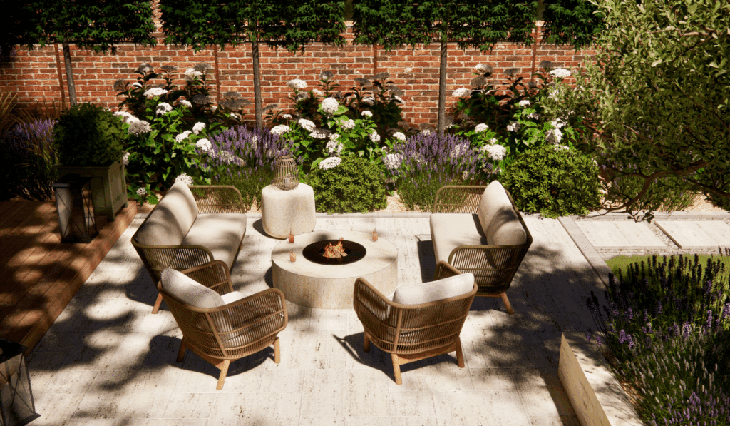 Coin terrasse brasero 3D Compiègne