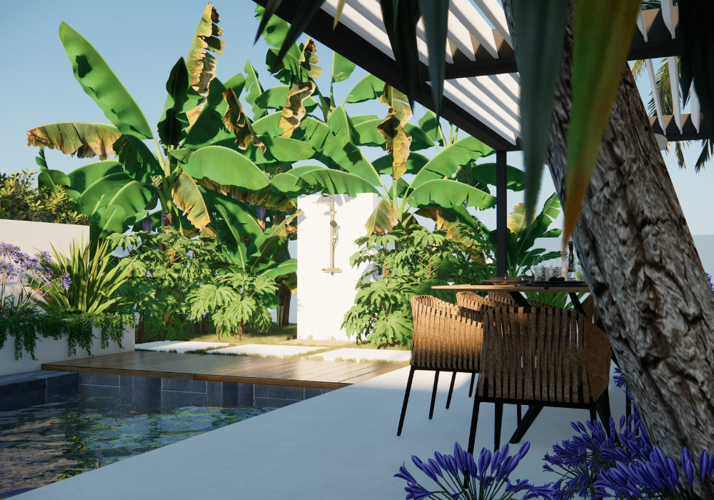 terrasse et piscine 3D Antibes