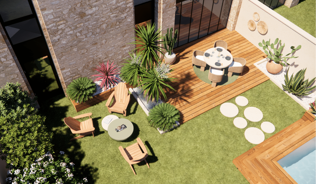 vue plongeante d'un jardin aménagé 2D à Bordeaux