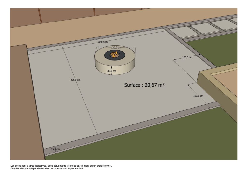 Plan coin brasero dans jardin