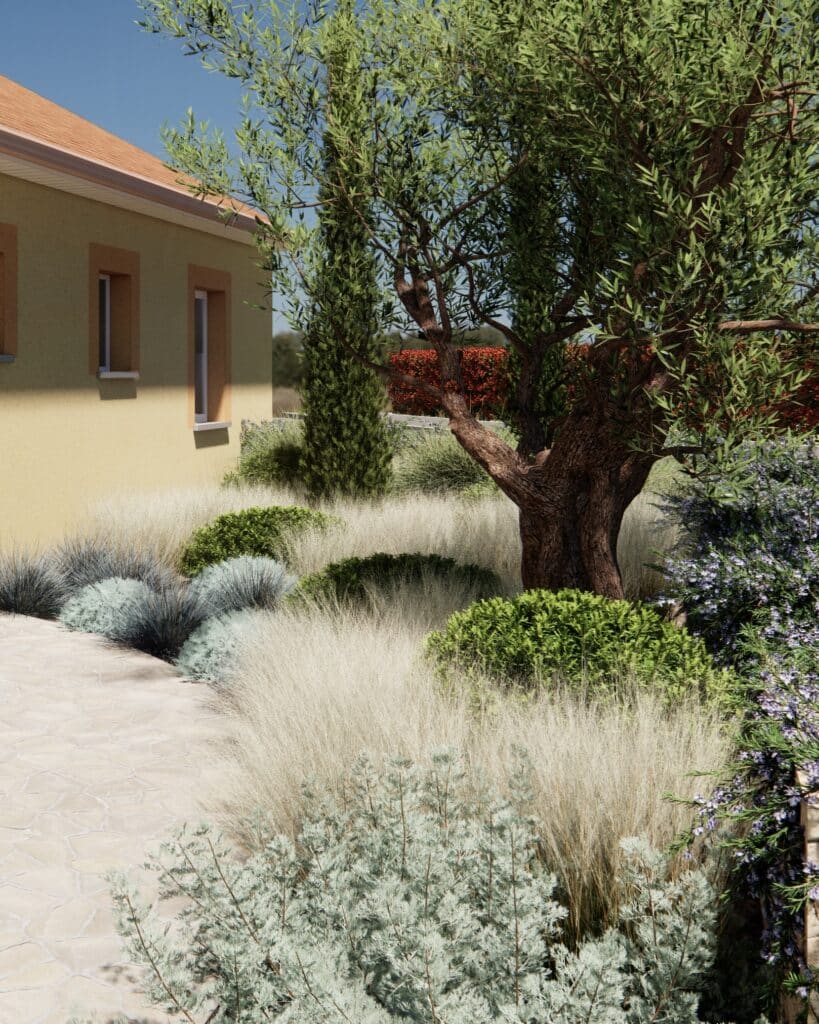Modélisation 3D d'un jardin fait par un paysagiste en ligne