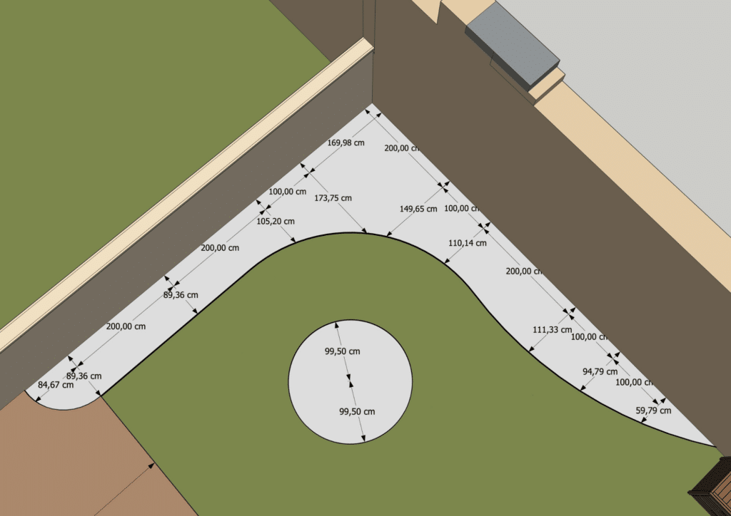 Plan de jardin avec les cotes et mesures