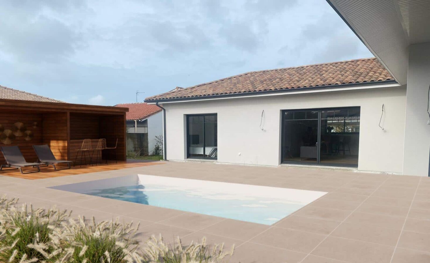 insertion paysagère Pool house +piscine+terrasse