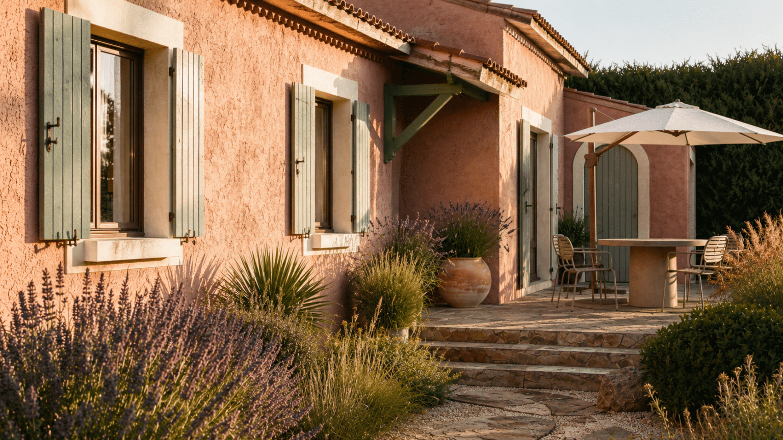 maison dans jardin méditerranéen