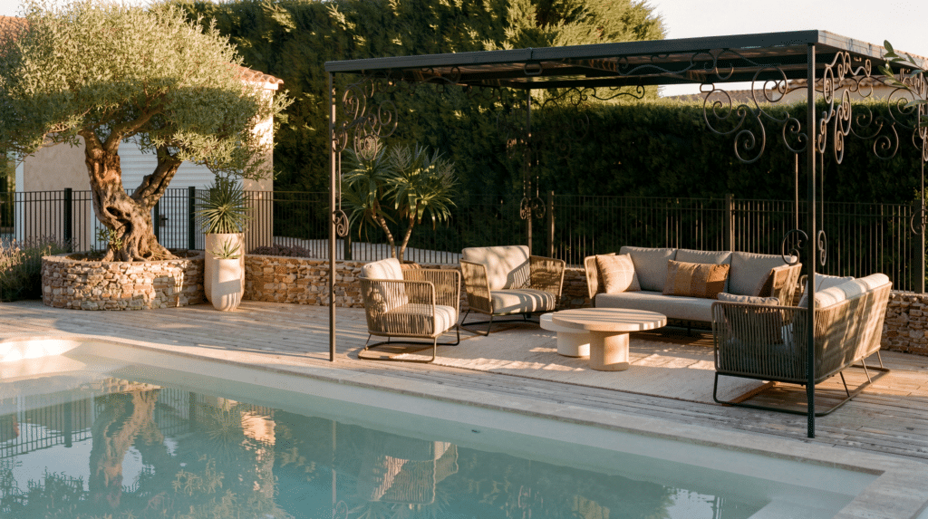 salon de jardin dans un visuel 3D