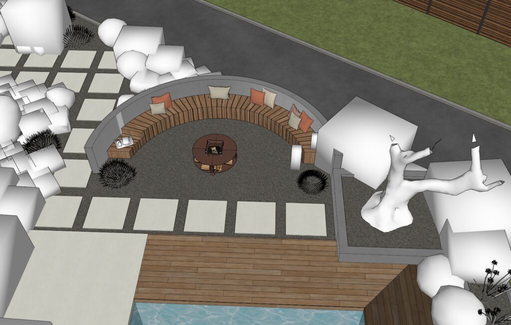 modélisation par un concepteur paysagiste en ligne avec sketchup pro
