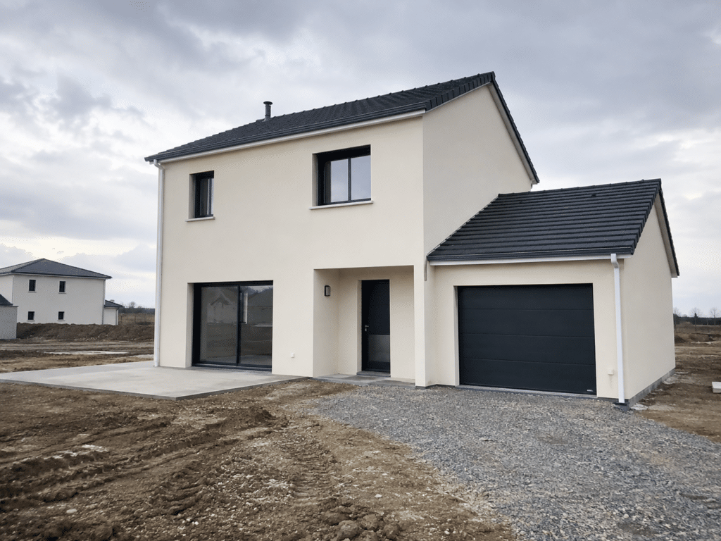 une maison neuve après la livraison avec un terrain non aménagé